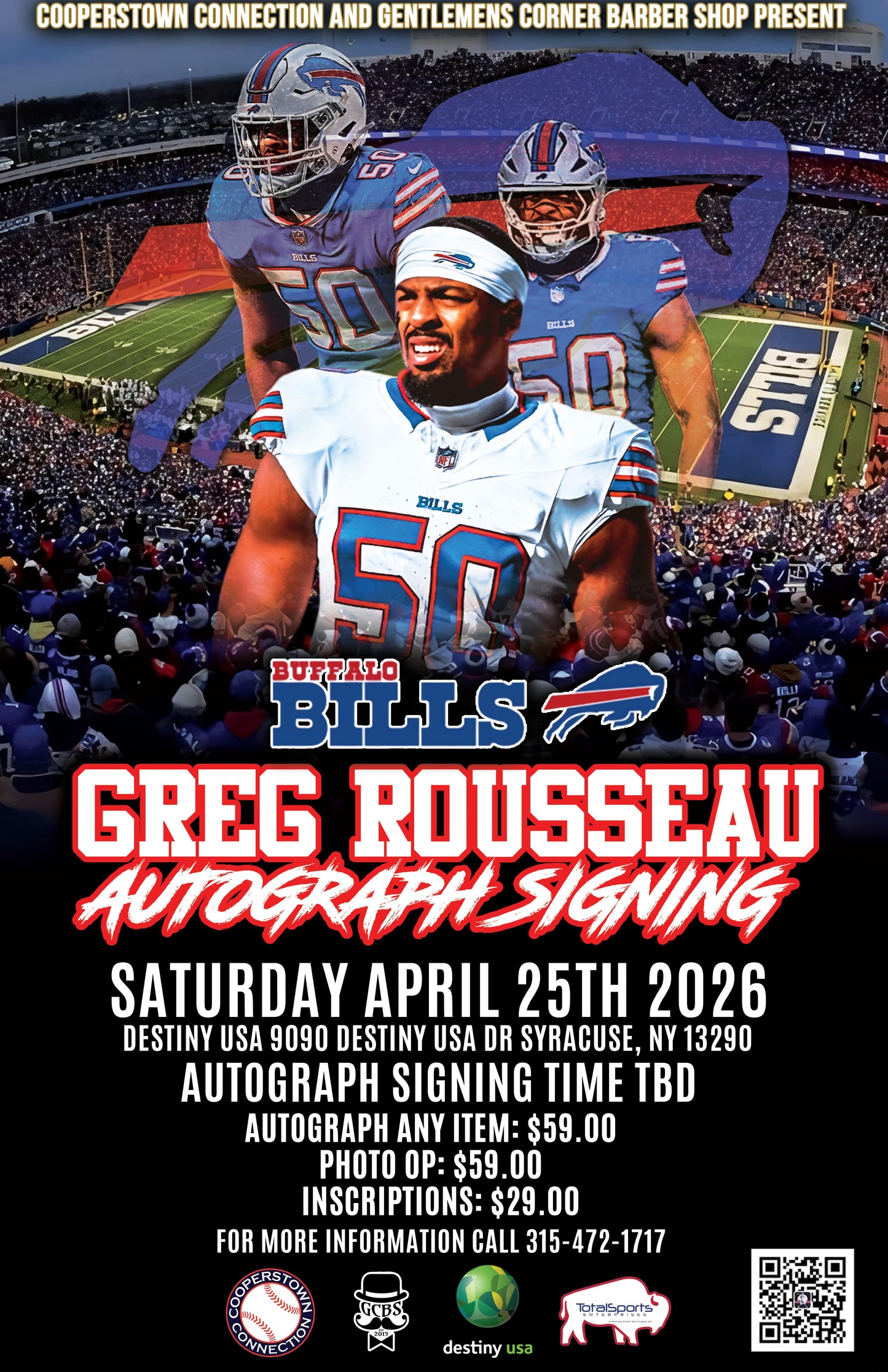 Greg Rousseau In Person Signing Ticket